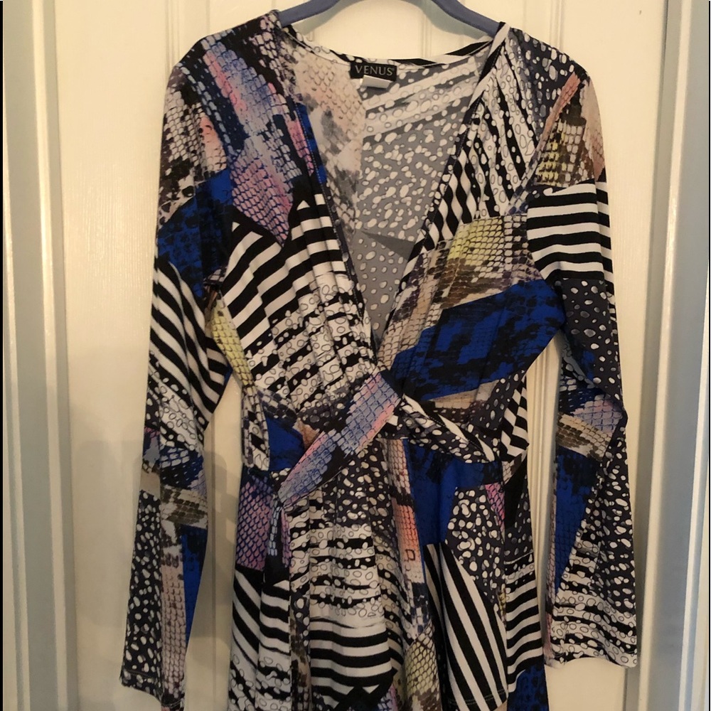 Colorful, flattering, wrap dress
